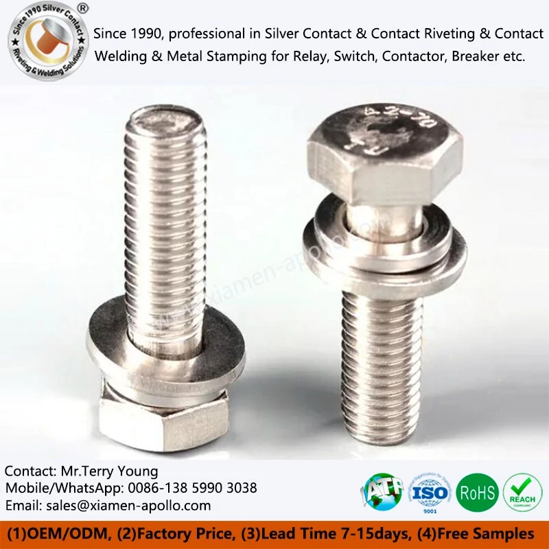 M10 304 Stainless Steel Hex Bolt Screw Nut Flat Washer Combination -